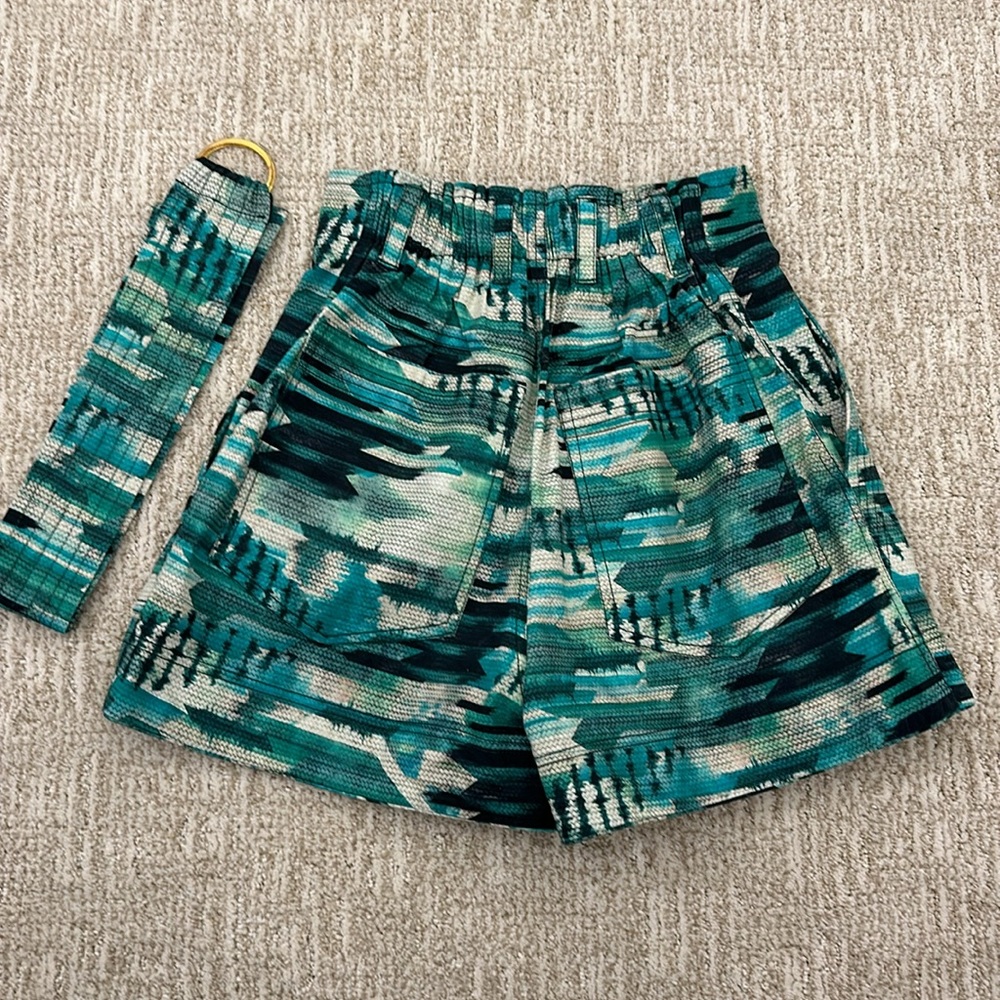CHUFY Ikat Patterned Belted Shorts Gone Jammin